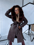 "PUDDING CV2184" Faux Leather Trench – Brown